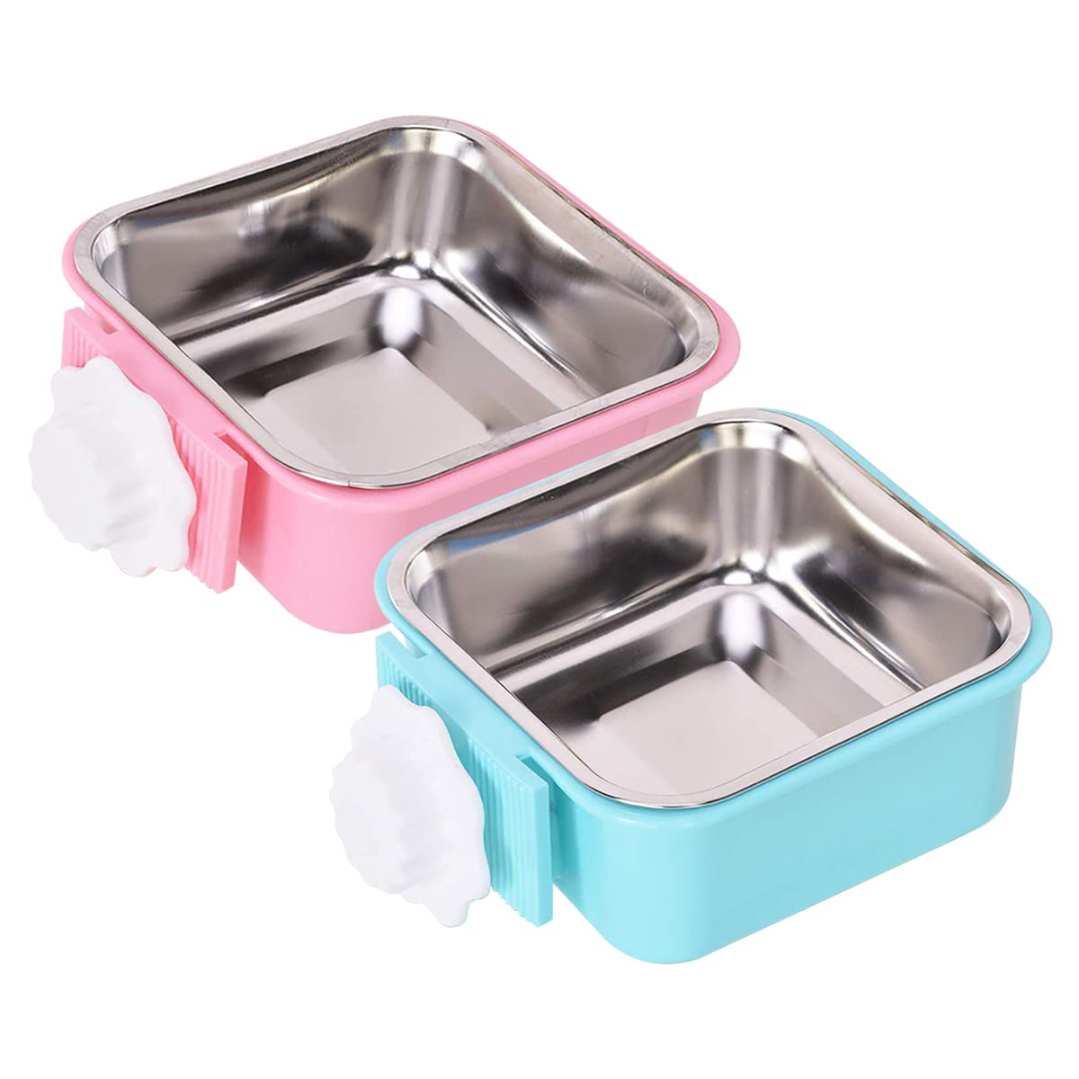 Stainless Steel Removable Pet Food Bowl, Anti-overturn Water Feeder Container, Suitable for Small Dog/Cat/Rabbit, 2 Set of Crate Bowls, Easy to Install and Clean