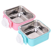 Stainless Steel Removable Pet Food Bowl, Anti-overturn Water Feeder Container, Suitable for Small Dog/Cat/Rabbit, 2 Set of Crate Bowls, Easy to Install and Clean