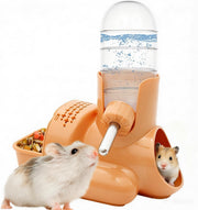 3-in-1 Hamster Water Bottle with Food Bowl & Hideout Base, Blue