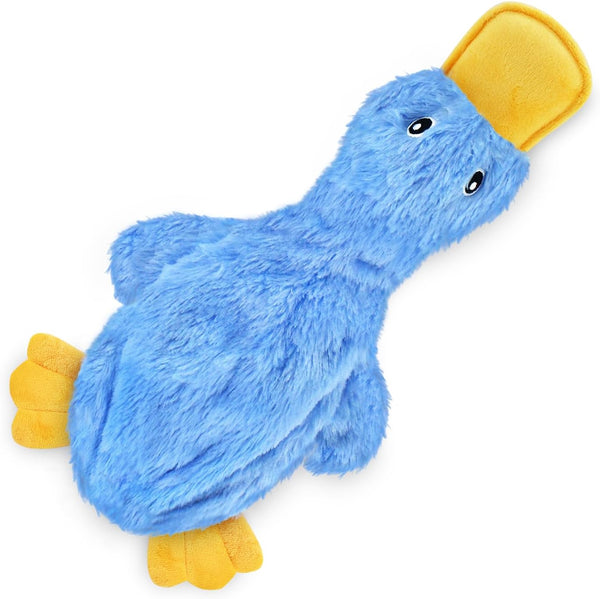 Best Pet Supplies Interactive Squeaky Dog Toy - Crinkle Duck, Blue | Stuffing Free Body, Soft, Squeaks & Crinkles, No Mess, Perfect for Moderate Chewers.