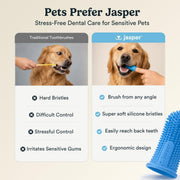 Jasper Dog Toothbrush, 360° Finger Toothbrush for Dogs & Cats, Blue 2-Pack