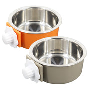 Stainless Steel Removable Pet Food Bowl, Anti-overturn Water Feeder Container, Suitable for Small Dog/Cat/Rabbit, 2 Set of Crate Bowls, Easy to Install and Clean