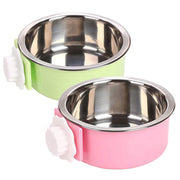 Stainless Steel Removable Pet Food Bowl, Anti-overturn Water Feeder Container, Suitable for Small Dog/Cat/Rabbit, 2 Set of Crate Bowls, Easy to Install and Clean
