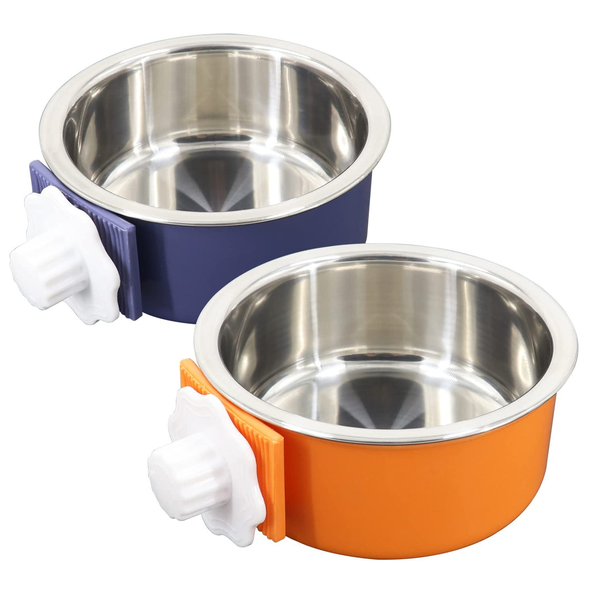 Stainless Steel Removable Pet Food Bowl, Anti-overturn Water Feeder Container, Suitable for Small Dog/Cat/Rabbit, 2 Set of Crate Bowls, Easy to Install and Clean