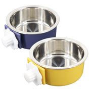 Stainless Steel Removable Pet Food Bowl, Anti-overturn Water Feeder Container, Suitable for Small Dog/Cat/Rabbit, 2 Set of Crate Bowls, Easy to Install and Clean
