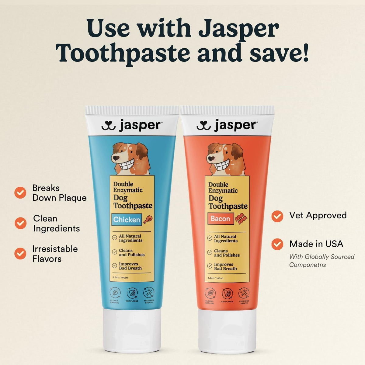 Jasper Dog Toothbrush, 360° Finger Toothbrush for Dogs & Cats, Blue 2-Pack