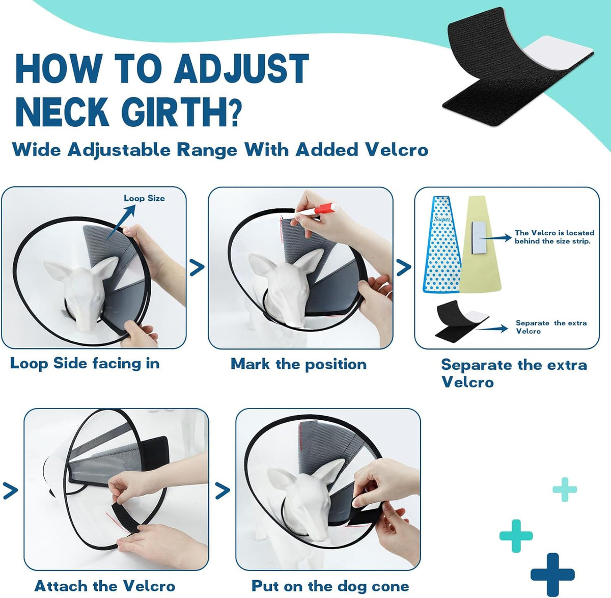 Supet Dog Cone Collar to Stop Licking, Comfortable Elizabeth Recovery Collar for Large Medium Dogs After Surgery, Soft Pet Neck Head Cone Alternative（L）