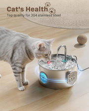 Cat Water Fountain Stainless Steel: 74oz/2.2L Cat Fountain for Drinking