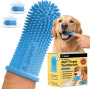 Jasper Dog Toothbrush, 360° Finger Toothbrush for Dogs & Cats, Blue 2-Pack