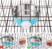 Stainless Steel Removable Pet Food Bowl, Anti-overturn Water Feeder Container, Suitable for Small Dog/Cat/Rabbit, 2 Set of Crate Bowls, Easy to Install and Clean