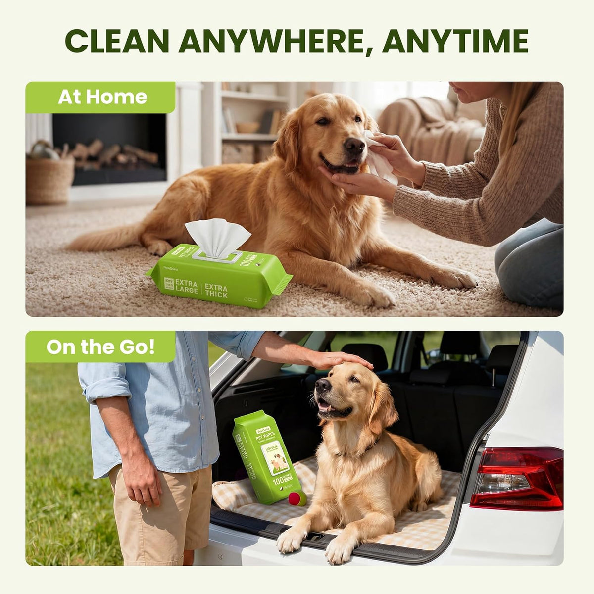 Hypoallergenic Pet Wipes for Dogs, Cats & Small Animals, 400 Coun