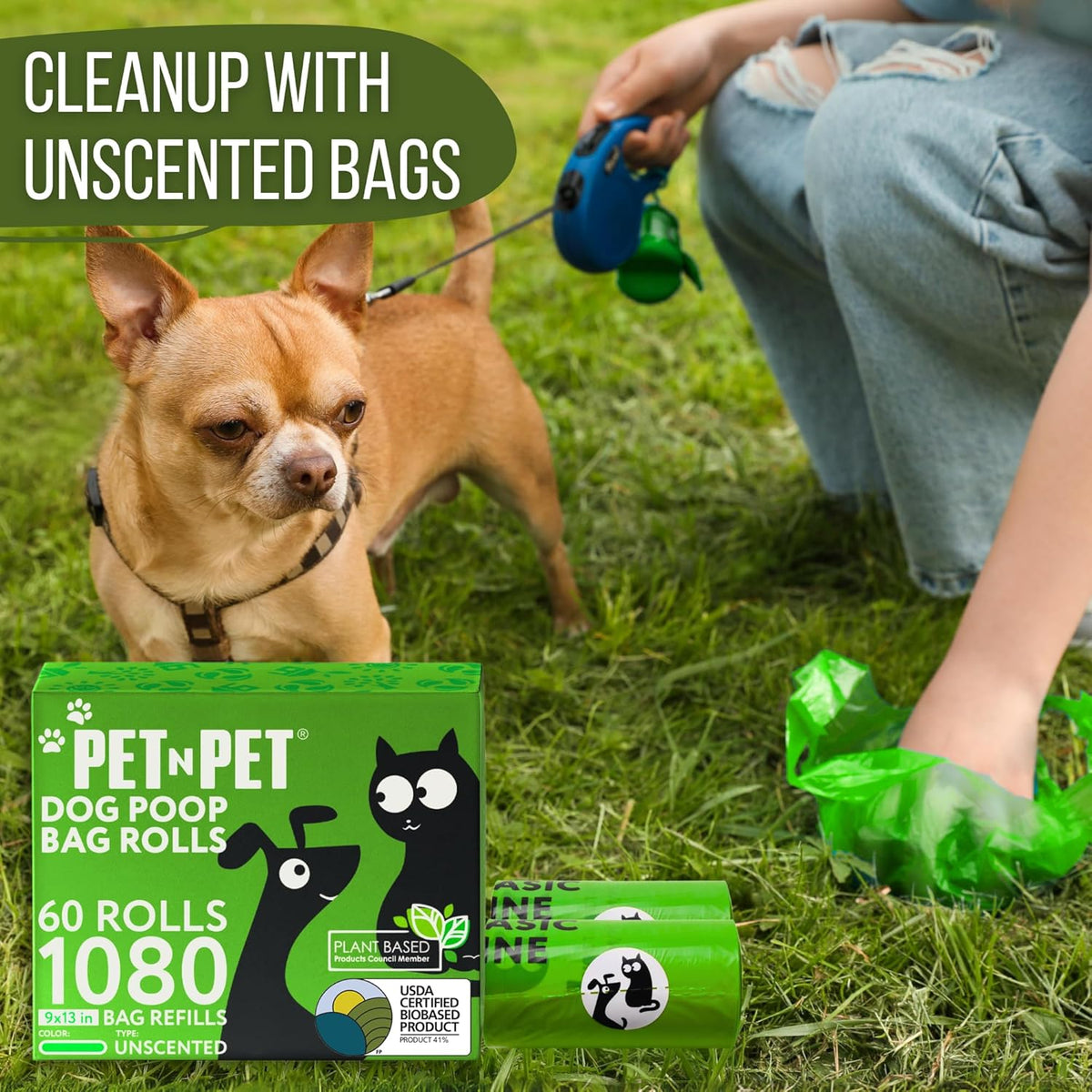 Pet N Pet Dog Poop Bags Rolls, 1080 Cnt Bulk Poop Bags for Dogs, Unscented