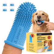 Jasper Dog Toothbrush, 360° Finger Toothbrush for Dogs & Cats, Blue 2-Pack