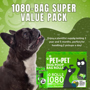 Pet N Pet Dog Poop Bags Rolls, 1080 Cnt Bulk Poop Bags for Dogs, Unscented