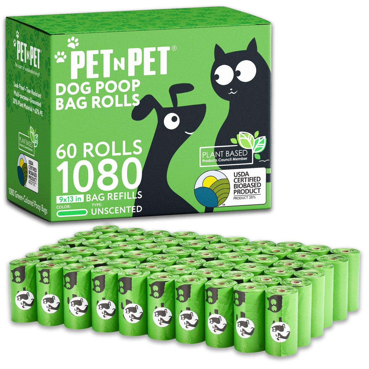 Pet N Pet Dog Poop Bags Rolls, 1080 Cnt Bulk Poop Bags for Dogs, Unscented