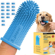 Jasper Dog Toothbrush, 360° Finger Toothbrush for Dogs & Cats, Blue 2-Pack