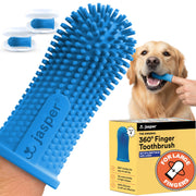 Jasper Dog Toothbrush, 360° Finger Toothbrush for Dogs & Cats, Blue 2-Pack